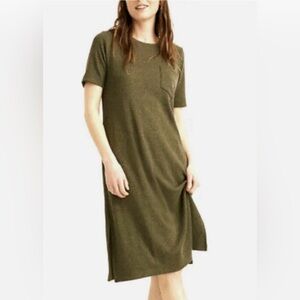 Madewell Green Ribbed T-Shirt Midi Dress